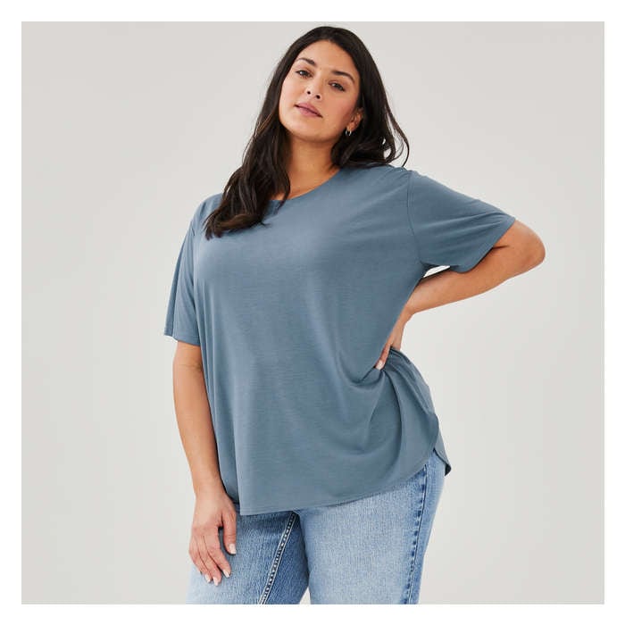 Women+ Relaxed Crew Neck T-Shirt - Dusty Blue